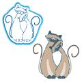 Котики 2 вырубка с трафаретом 11*10.5 см (TR-1) (фото 1 из 2)