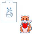 Котик с сердечком 1 трафарет для пряников 10*7 см (TR-2) (фото 1 из 2)